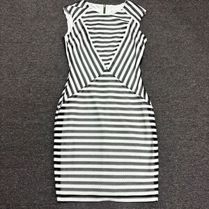 Cache Short Sleeve Striped Sheath Dress Size 4